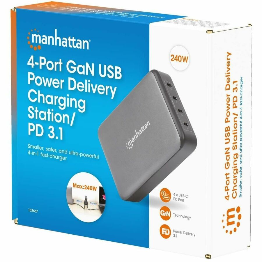 Manhattan 240W 4-Port GaN USB PD Fast Charger - Ultra-Powerful & Compact Design