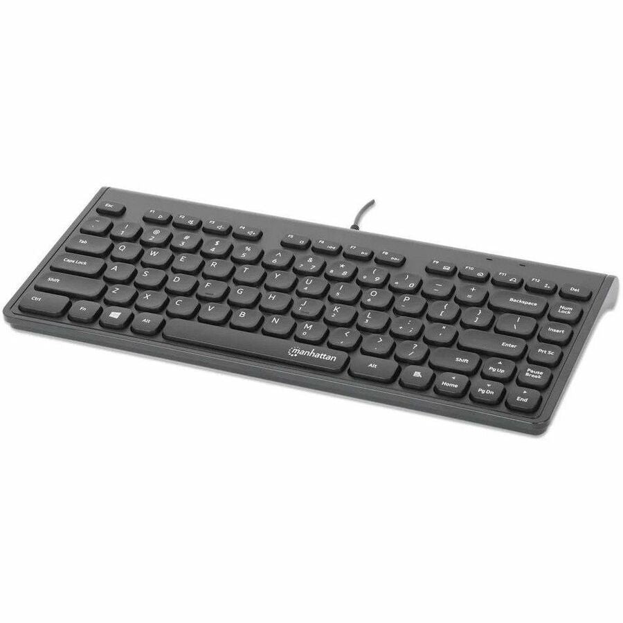 Manhattan Slim Wired USB Mini Keyboard - Compact Design, 12 Multimedia Keys, Comfortable Typing