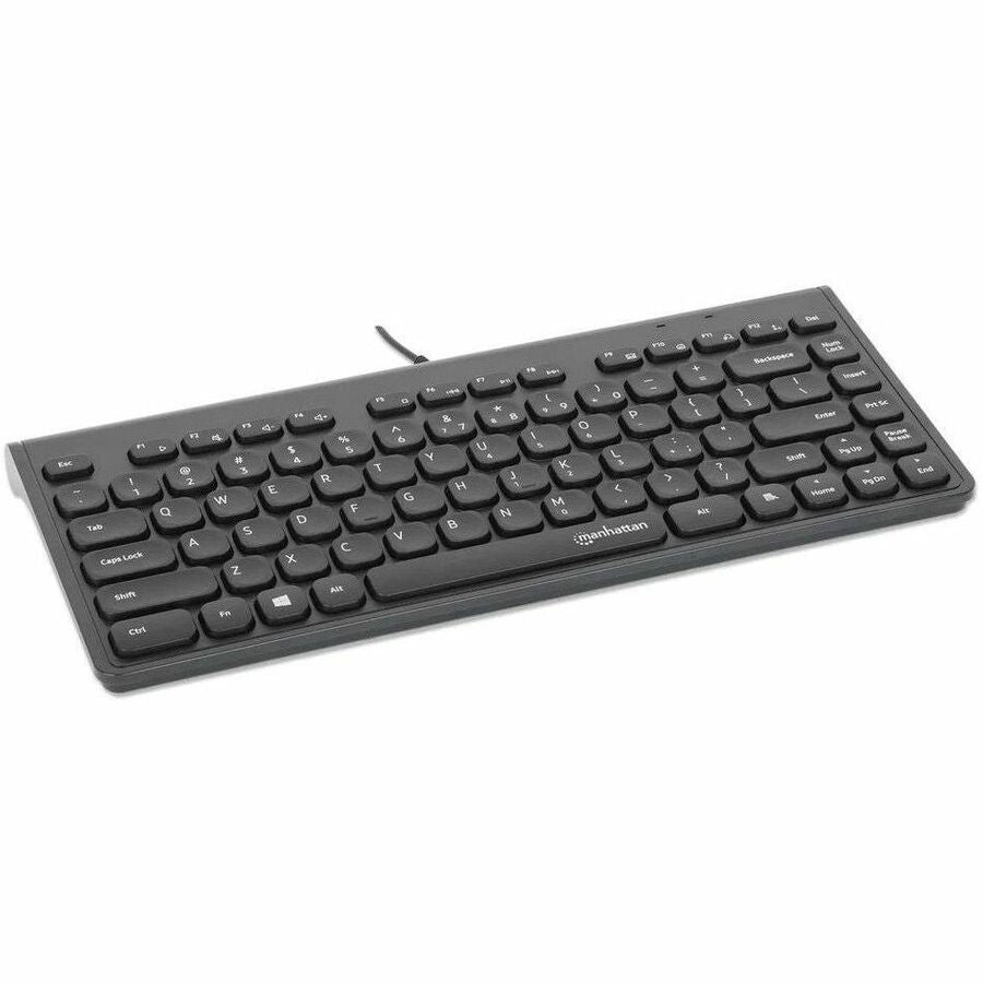Manhattan Slim Wired USB Mini Keyboard - Compact Design, 12 Multimedia Keys, Comfortable Typing - Store 42