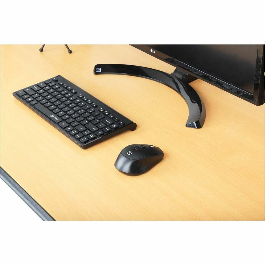 Manhattan Slim Wireless USB Mini Keyboard - 10M Range, Compact Design with Multimedia Keys