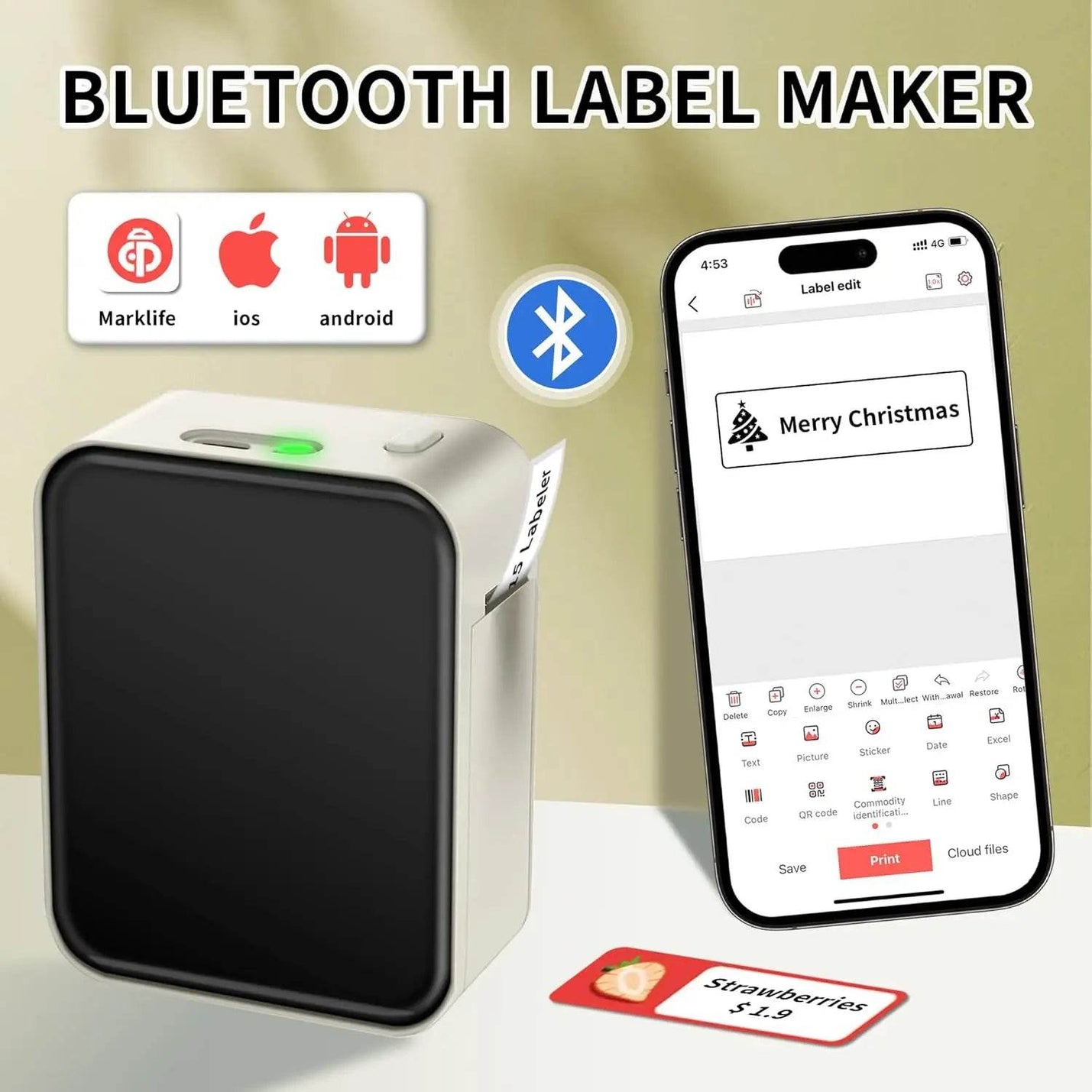 Marklife P15 Mini Portable Thermal Printer - Ink-Free, Compact Labeling Solution for On-The-Go