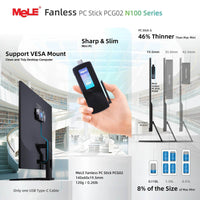 MeLE N100 Mini PC Stick - 8GB RAM, 256GB Storage, 4K HDMI, Fanless Design for Quiet Performance