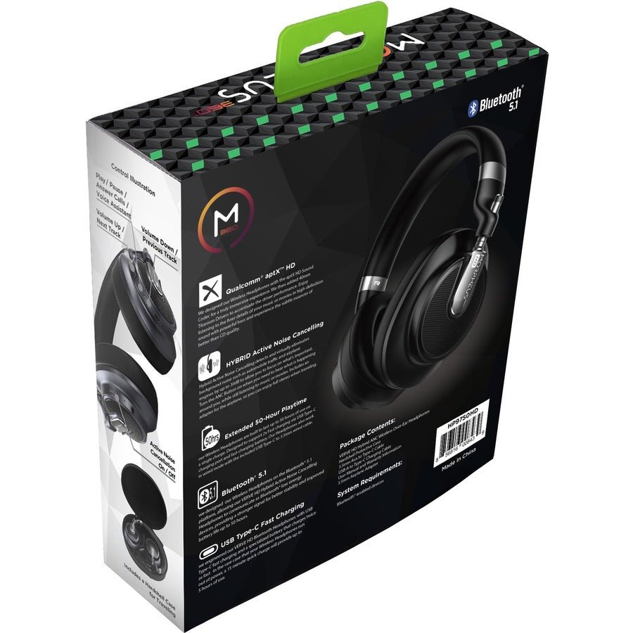 Morpheus Verve HD Hybrid ANC Bluetooth Headphones - Qualcomm® aptX™ HD, 50 - Hour Playtime, Fast Charging - Store 42