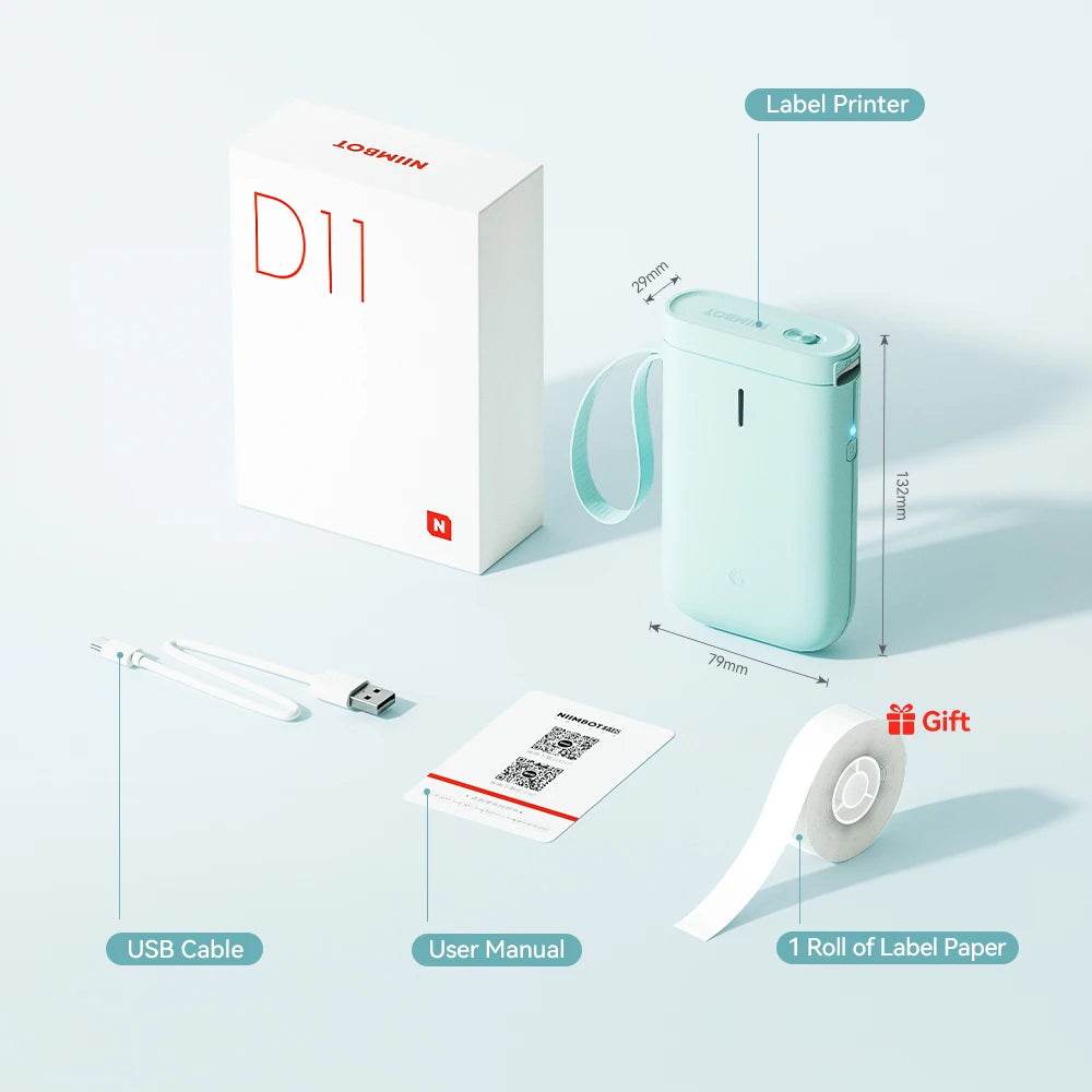 Niimbot D11 Mini Bluetooth Thermal Label Printer - Compact Wireless Label Maker for Home Organization