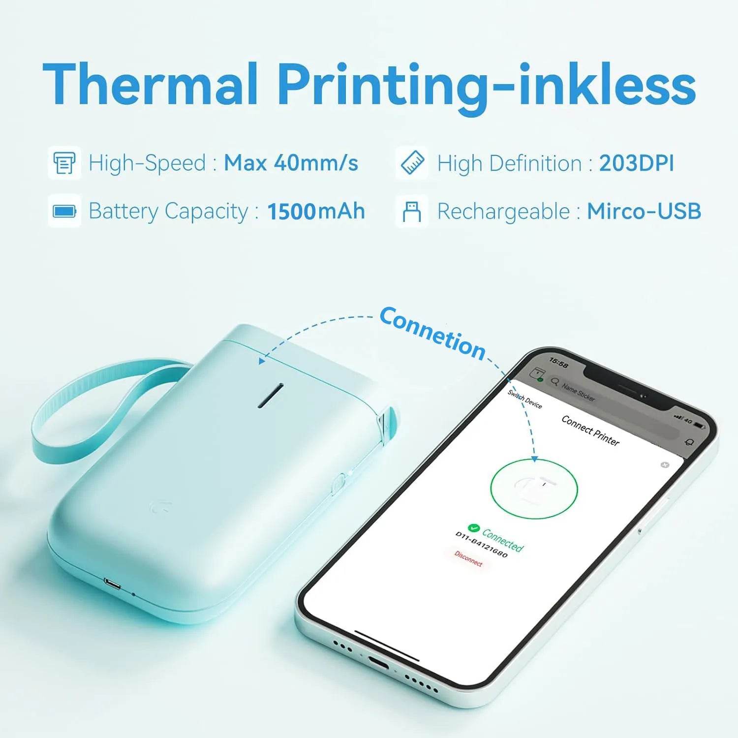 Niimbot D11 Mini Bluetooth Thermal Label Printer - Compact Wireless Label Maker for Home Organization