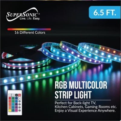 NovaLine 6.5Ft RGB Strip Light - Mood Lighting for Gaming, TV, and Home Decor with Remote Control