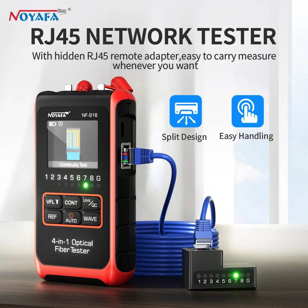NOYAFA NF-916 4-in-1 Fiber Tester with VFL and LCD Display - Compact Optical Solution