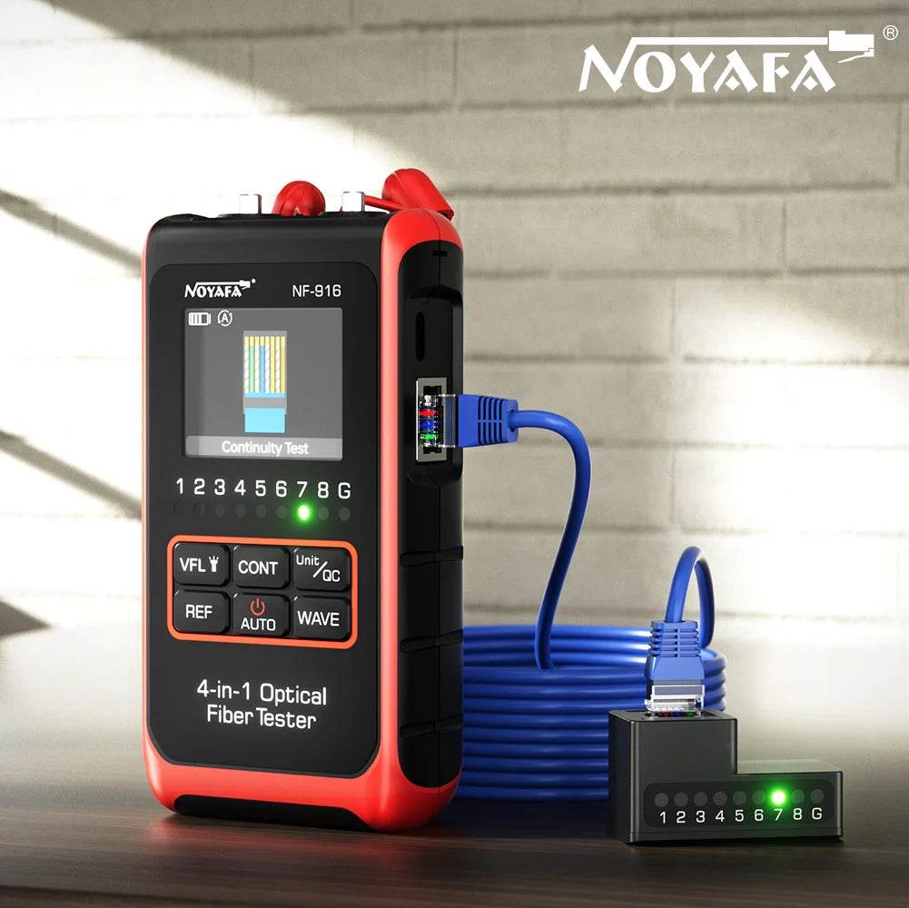 NOYAFA NF-916 4-in-1 Fiber Tester with VFL and LCD Display - Compact Optical Solution