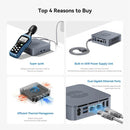 OUMAX Mini PC Intel N100, 16GB RAM, 500GB Storage, Fanless Design, Dual LAN Connectivity