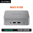 OUMAX Mini PC Intel N100, 16GB RAM, 500GB Storage, Fanless Design, Dual LAN Connectivity N100 16G500G Grey US|United States