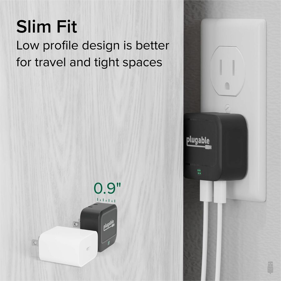 Plugable 40W Dual USB-C Wall Charger - Fast Charge 2 Ports, Low-Profile Design, Smart Power Allocation