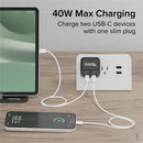 Plugable 40W Dual USB-C Wall Charger - Fast Charge 2 Ports, Low-Profile Design, Smart Power Allocation