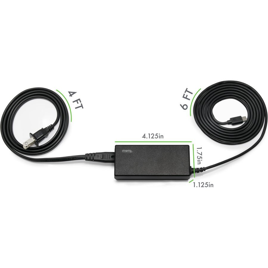 Plugable 60W USB-C Laptop Charger PD Fast Charging, Compact Design, Compatible with MacBook, Dell & More
