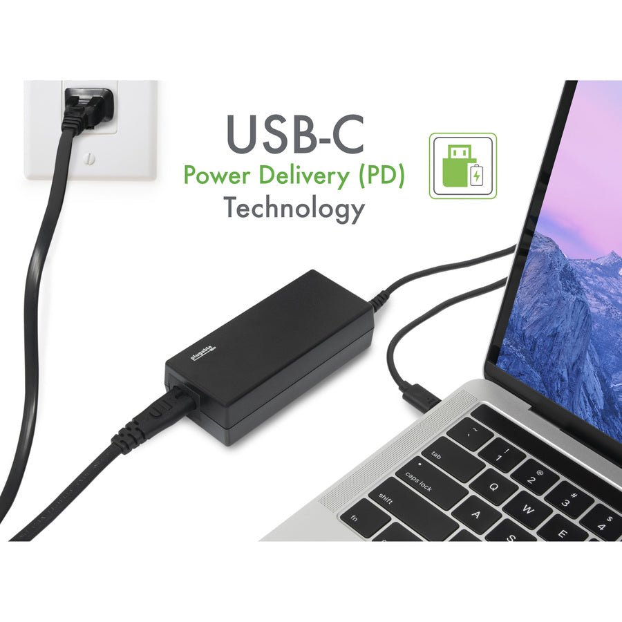 Plugable 60W USB-C Laptop Charger PD Fast Charging, Compact Design, Compatible with MacBook, Dell & More