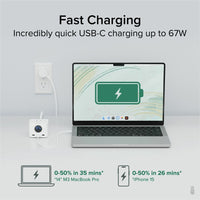 Plugable 67W Triple USB-C Charging Station with 3 Ports & LED Display for Efficient Power Management