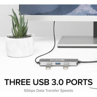Plugable 7-In-1 USB-C Hub For Mac Pro - 4K HDMI, 3 USB 3.0 Ports, SD/microSD Reader, Power Delivery