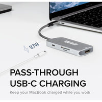 Plugable 7-In-1 USB-C Hub For Mac Pro - 4K HDMI, 3 USB 3.0 Ports, SD/microSD Reader, Power Delivery