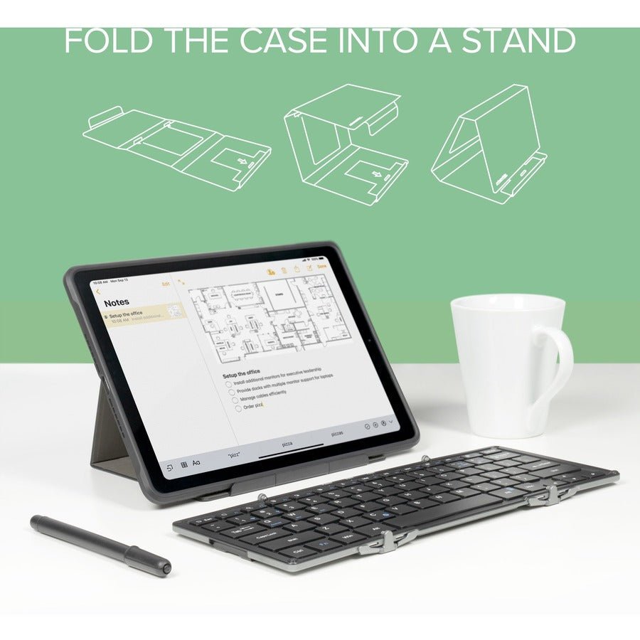 Plugable BT-KEY3XL Foldable Bluetooth Keyboard | Compact Travel Design with USB Charging & Multi-Device Compatibility