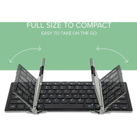 Plugable BT-KEY3XL Foldable Bluetooth Keyboard | Compact Travel Design with USB Charging & Multi-Device Compatibility