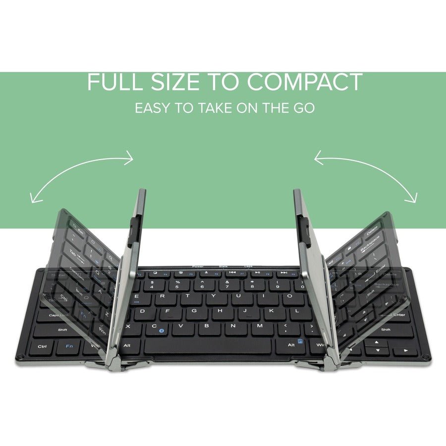 Plugable BT-KEY3XL Foldable Bluetooth Keyboard | Compact Travel Design with USB Charging & Multi-Device Compatibility