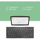 Plugable BT-KEY3XL Foldable Bluetooth Keyboard | Compact Travel Design with USB Charging & Multi-Device Compatibility