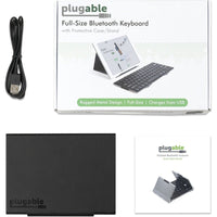 Plugable BT-KEY3XL Foldable Bluetooth Keyboard | Compact Travel Design with USB Charging & Multi-Device Compatibility