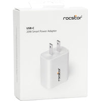 Rocstor 20W Smart USB-C Power Adapter | Fast Charging for iPhone 8-15, iPad Pro, Compact Design