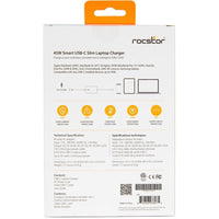 Rocstor 45W Slim USB-C Power Adapter with Smart Voltage & Attached 2M Cable - Universal Charger