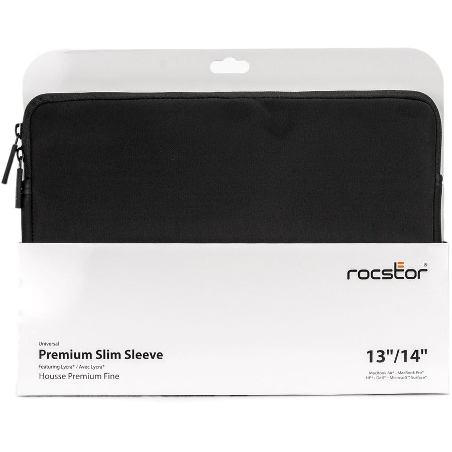 Rocstor Premium Lycra Neoprene Laptop Sleeve for 13-14 Inch MacBook Pro - Black, Slim & Lightweight