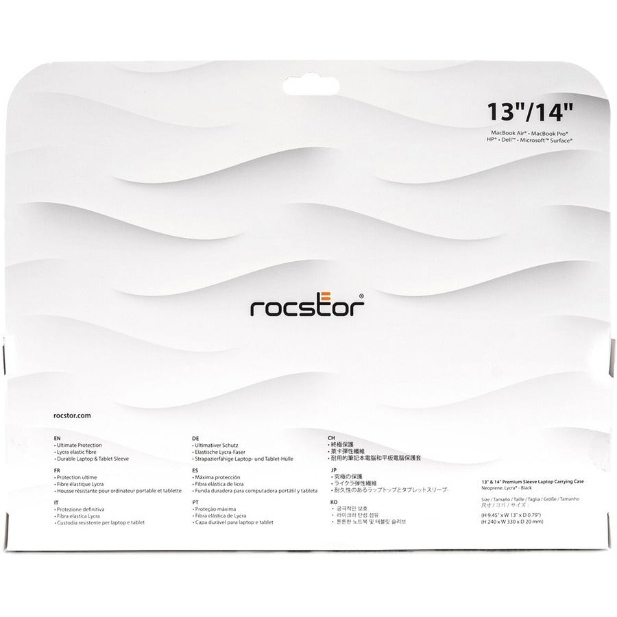 Rocstor Premium Lycra Neoprene Laptop Sleeve for 13-14 Inch MacBook Pro - Black, Slim & Lightweight