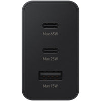 Samsung 65W Trio Adapter - 3-Port Fast Charging, USB Type-C, 65W Maximum Power, Black