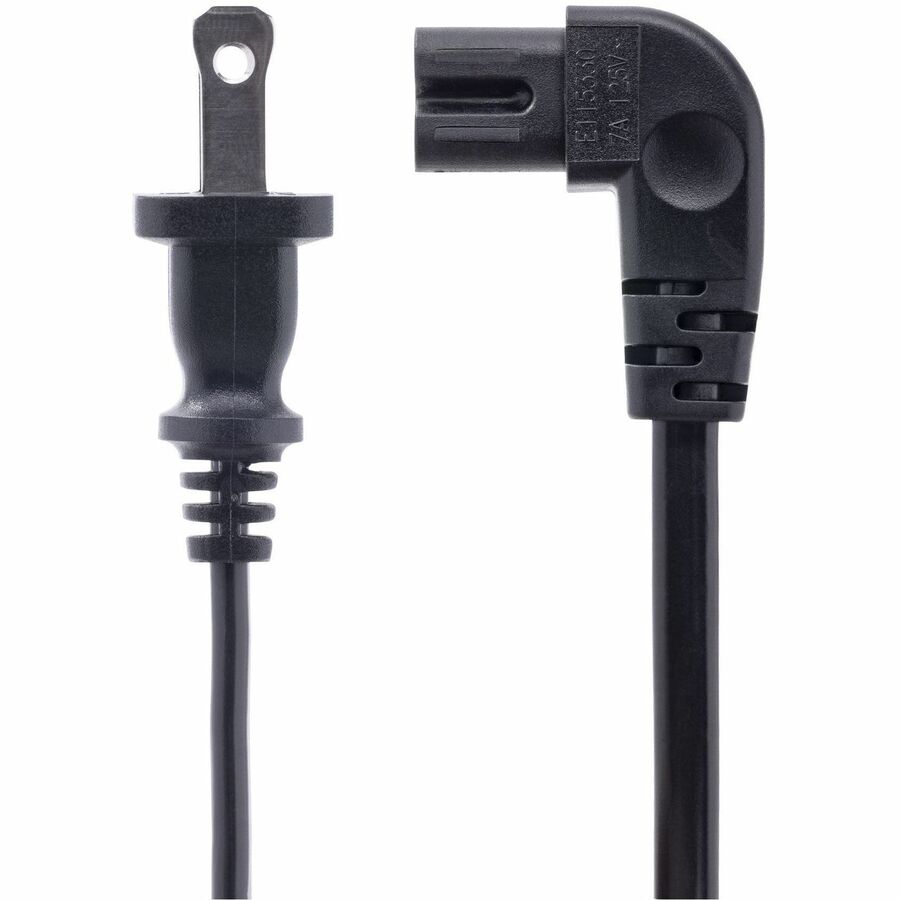 StarTech 10ft (3m) Right Angle AC Power Cord NEMA 1-15P to IEC C7, UL Listed, Black