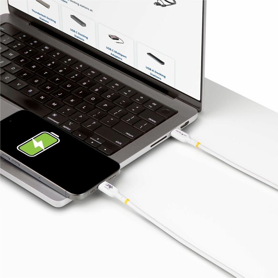 StarTech 10ft USB-C EPR Cable 240W PD 3.1 Fast Charging - Durable TPE, 5A Output, White