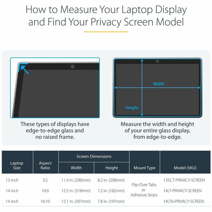 StarTech 14" Anti-Glare Privacy Screen Filter for Laptops - Microlouver Technology, Blue Light Reduction