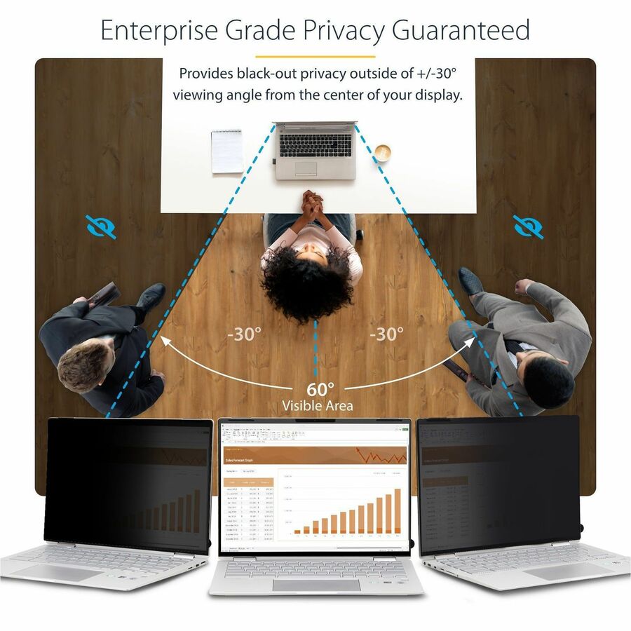 StarTech 14-Inch Laptop Privacy Screen - Anti-Glare, Blue Light Shield, Flip-Over Protection