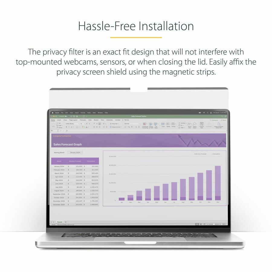 StarTech 14" MacBook Pro Privacy Screen - Magnetic Installation, Anti-Glare & Blue Light Reduction