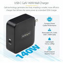 StarTech 140W USB-C GaN Charger with 6ft Cable, PD 3.1, Compact & Safe for MacBook Pro M3 Max