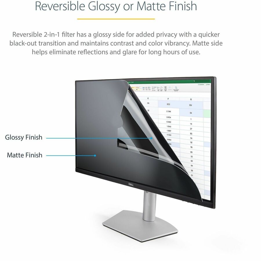 StarTech 19-Inch Monitor Privacy Screen Filter - Reversible Matte/Glossy Finish, Blue Light Reduction, Antimicrobial