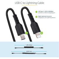 StarTech 1M Coiled USB C to Lightning Cable - MFi Certified, Durable TPE Jacket, Aramid Fiber Reinforced