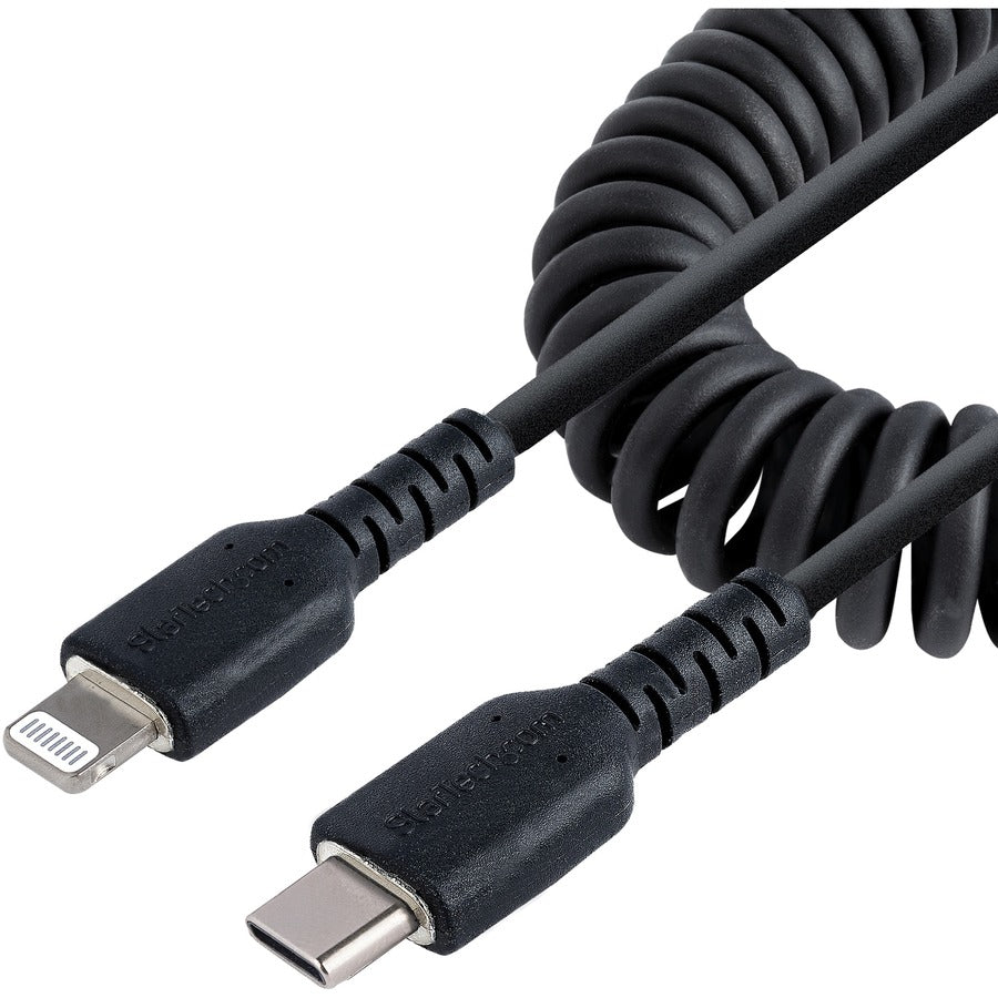 StarTech 1M Coiled USB C to Lightning Cable - MFi Certified, Durable TPE Jacket, Aramid Fiber Reinforced