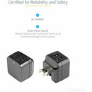 StarTech 2-Port Travel Charger - Black, World Ready, Dual USB, Compact Design, Universal Adapter