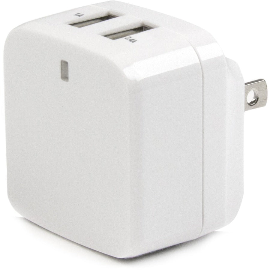 StarTech 2-Port Travel USB Charger - Universal Power Adapter for Global Charging, Compact White Design