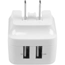 StarTech 2-Port Travel USB Charger - Universal Power Adapter for Global Charging, Compact White Design