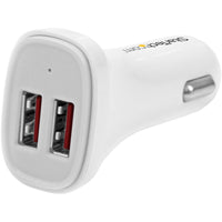 StarTech 2-Port USB Car Charger, 24W Power Delivery, Dual-Port Tablet & Phone Charger - White Default Title