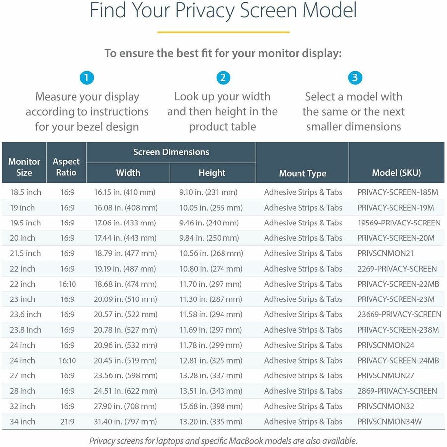 StarTech 21.5 Inch Privacy Screen Filter - Reversible, Antimicrobial, 16:9 Aspect Ratio