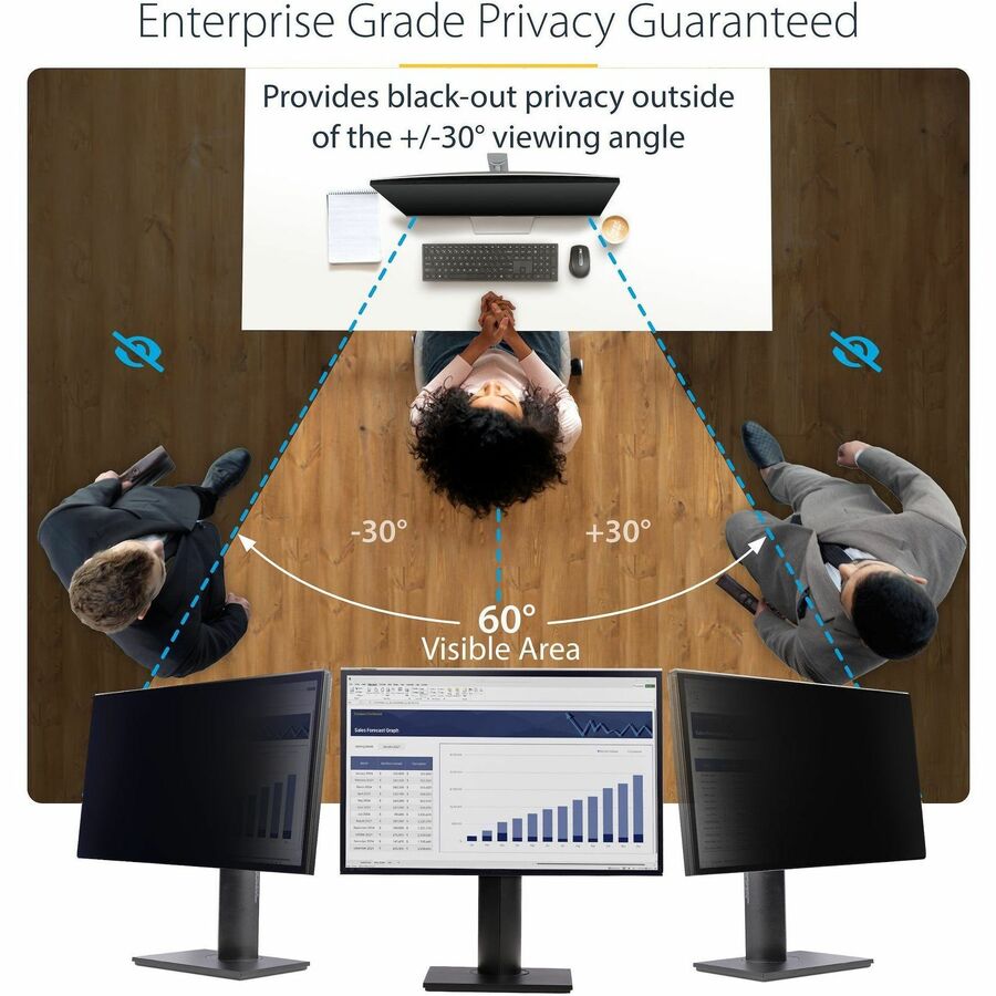 StarTech 24" Privacy Screen Filter for 16:9 Monitors - Enhanced View Protection & Blue Light Reduction