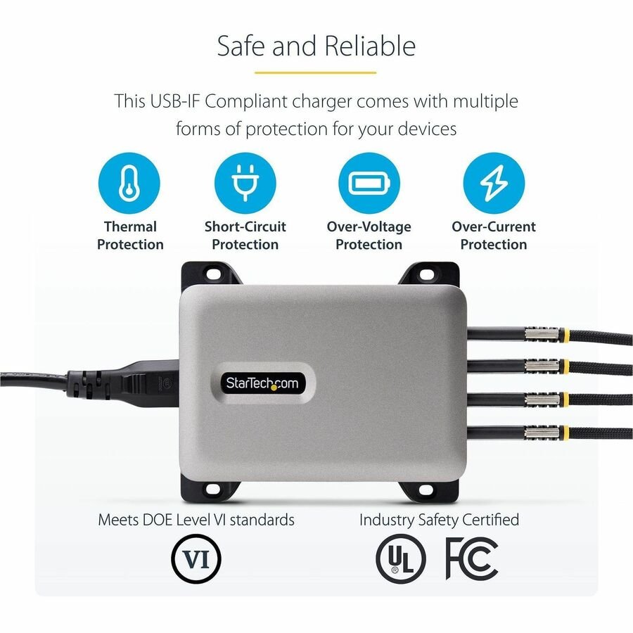 StarTech 240W USB-C GaN Desk Charger, 4-Port Multifunction Charging Hub for Boardrooms
