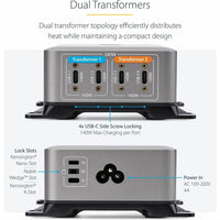 StarTech 240W USB-C GaN Desk Charger, 4-Port Multifunction Charging Hub for Boardrooms