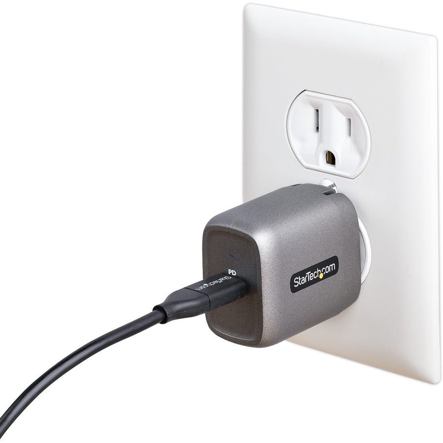 StarTech 30W GaN USB-C Charger with Power Delivery & 6.6ft Cable - Fast Charging for Laptops, Phones & Tablets