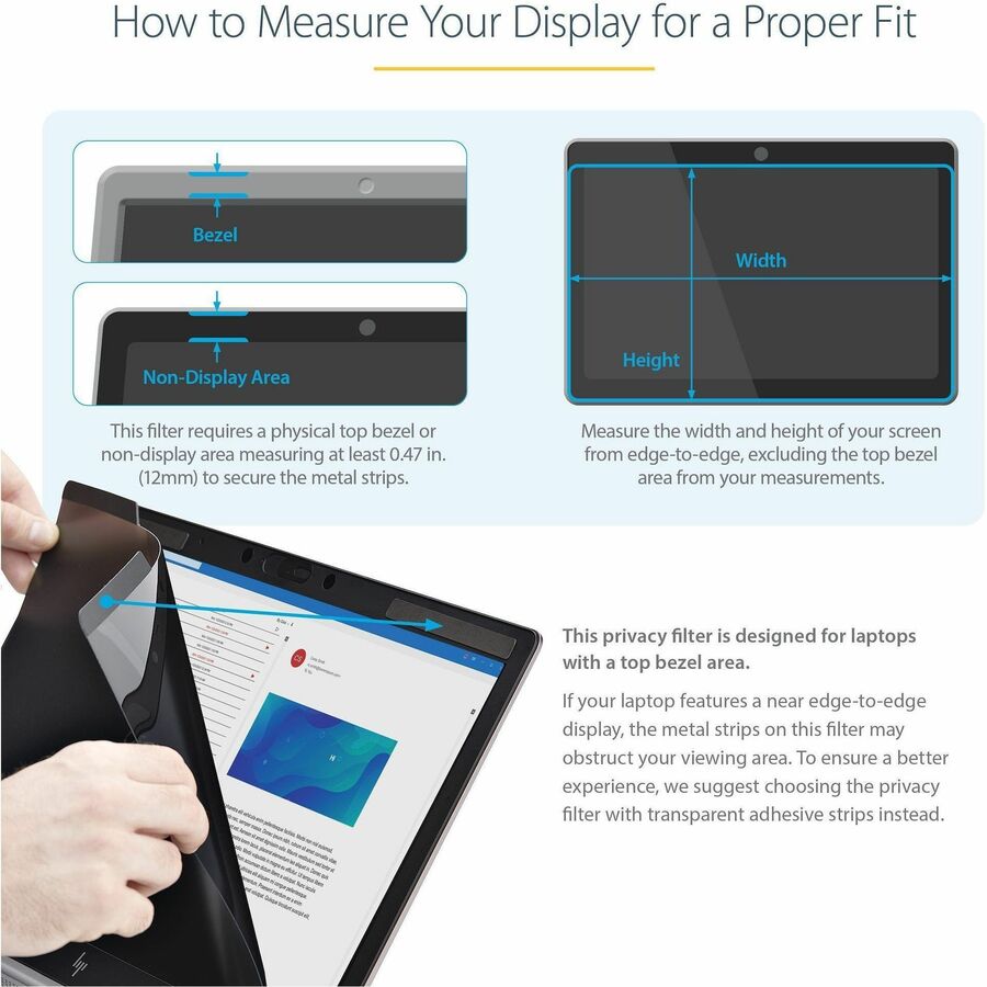 StarTech Magnetic Privacy Screen for 15" Laptops | Blue Light Reduction & Antimicrobial Protection | Reversible Matte/Gloss Finish